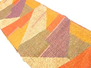 リサイクル　手織り真綿紬抽象模様織り出し名古屋帯
